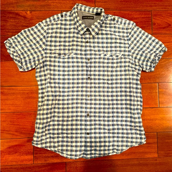 Dkny Other - 💥DKNY Jeans Buttoned down short sleeve. Checkered blue and white. Two pockets.